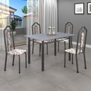 Ver imagem 1 de Conjunto de Mesa 120x75cm Tampo Granito com 4 Cadeiras Bianca Cinza/Arabesco/Mart Prata/Ocre