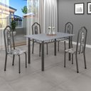 Ver imagem 1 de Conjunto de Mesa 120x75cm Tampo Granito com 4 Cadeiras Bianca Cinza/Paraopeba/Mart Prata/Ocre