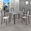 Ver imagem 1 de Conjunto de Mesa 120x75cm Tampo Granito com 4 Cadeiras Bianca Cinza/Botanic Bege/Mart Prata/Ocre
