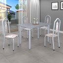 Ver imagem 1 de Conjunto de Mesa 120x75cm Tampo Granito com 4 Cadeiras Bianca Branco/Botanic Bege/Mart Pérola/Ocre
