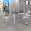 Ver imagem 1 de Conjunto de Mesa 120x75cm Tampo Ardósia com 4 Cadeiras Bianca Branco/Arabesco/Mart Pérola/Indiano