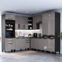 Ver imagem 1 de Cozinha Modulada Completa de Canto 9 Peças 519cm sem Tampo Mônaco Cinza Chumbo/Titânio