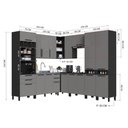 Ver imagem 4 de Cozinha Modulada Completa de Canto 9 Peças 519cm sem Tampo Mônaco Cinza Chumbo/Titânio