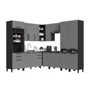 Ver imagem 3 de Cozinha Modulada Completa de Canto 9 Peças 519cm sem Tampo Mônaco Cinza Chumbo/Titânio