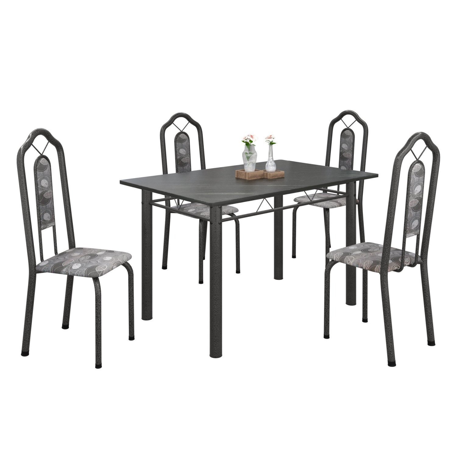 Conjunto de Mesa 120x75cm Tampo Ardósia com 4 Cadeiras Bianca  - 2