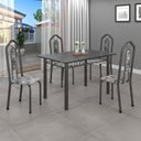 Ver imagem 1 de Conjunto de Mesa 120x75cm Tampo Ardósia com 4 Cadeiras Bianca Cinza/Paraopeba/Mart Prata/Indiano