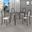 Ver imagem 1 de Conjunto de Mesa 120x75cm Tampo Ardósia com 4 Cadeiras Bianca Cinza/Botanic Bege/Mart Prata/Indiano