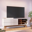 Ver imagem 1 de Rack para TV até 70 Polegadas 180cm Pés em Madeira Maciça 2 Portas Noronha Branco