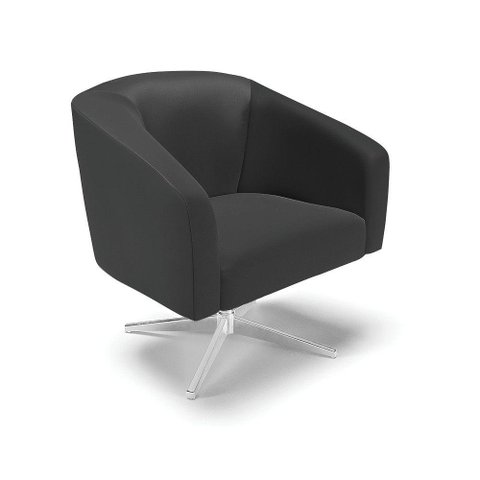 Cadeira Sala de Jantar Giratória Base Cromada Stella Sintético D03 - D'Rossi Cor Preto