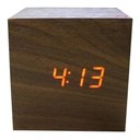 Ver imagem 5 de Relógio Led de Mesa Cubo Digital Madeira Quadrado 6,5cm 3 Sensores de Luminosidade Temperatura
