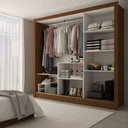 Ver imagem 2 de Guarda-roupa Casal Giulia Slim 3 Portas 3 Gavetas com Espelho Cinamomo - Panorama Móveis