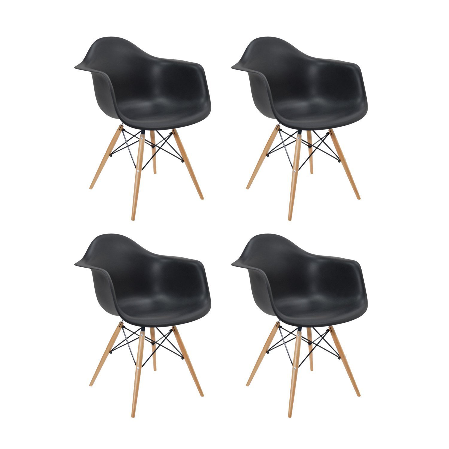 Kit 4 Cadeiras Eames Braço Polipropileno Base Madeira Eiffel Espresso Móveis - 1