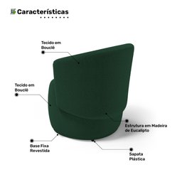 Poltrona Decorativa Aisha Orgânica Bouclê Verde - Desk Design - 3