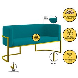 Kit 2 Poltronas + Sofá 2 Lugares Base de Metal Gold Balaqui - 3