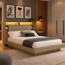 Ver imagem 1 de Cama Queen/Casal com Cabeceira e Nicho com LED Móvel na Caixa