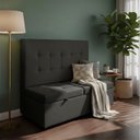 Ver imagem 1 de Canto Alemão Recamier Bau + Painel Madri 160cm Suede Preto - Inova Decor