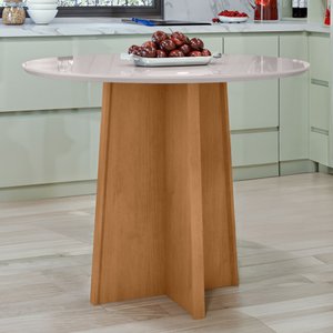 Mesa de Jantar 4 Lugares Redonda Tampo de Vidro Celebrare