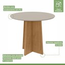 Ver imagem 5 de Mesa de Jantar Redonda 4 Lugares Tampo Vidro e MDF Celebrare Marrom Amêndoa Clean/Off White