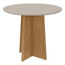 Ver mais imagens de Mesa de Jantar Redonda 4 Lugares Tampo Vidro e MDF Celebrare Marrom Amêndoa Clean/Off White