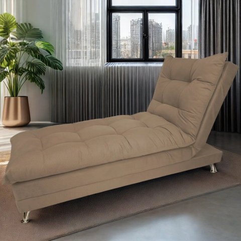 Sofa Cama Chaise Bicama Reclinavel Sala Lavinia Suede:Cappuccino/Suede