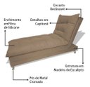 Ver imagem 2 de Sofa Cama Chaise Bicama Reclinavel Sala Lavinia Suede:Cappuccino/Suede
