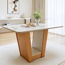 Ver imagem 1 de Mesa de Jantar 4 Lugares Tampo Vidro e MDF Apogeu Marrom Amêndoa Clean/Off White