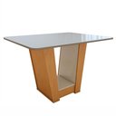 Ver imagem 2 de Mesa de Jantar 4 Lugares Tampo Vidro e MDF Apogeu Marrom Amêndoa Clean/Off White