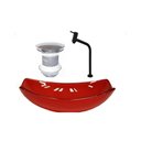 Ver imagem 1 de CUBA DE VIDRO OVAL CHANFRADA 51CM VERMELHO CEREJA + VALVULA + TORNEIRA PRETA