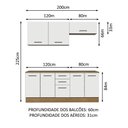 Ver imagem 4 de Kit com 2 Balcões e 2 Armários Aéreos Multiuso 200cm Agata Madesa