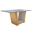 Ver imagem 2 de Mesa de Jantar 6 Lugares Tampo Vidro e MDF Apogeu Marrom Amêndoa Clean/Off White