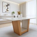 Ver imagem 1 de Mesa de Jantar 6 Lugares Tampo Vidro e MDF Apogeu Marrom Amêndoa Clean/Off White