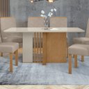 Ver imagem 6 de Mesa de Jantar Retangular 6 Lugares Tampo de Vidro 170cm Astrid Marrom Off White/Amêndoa Clean
