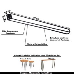 Kit 18 Pés de Metal 90 CM Hairpin Legs Aparador e Mesa de Canto Preto - 2