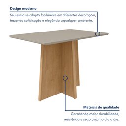 Mesa de Jantar 120x80cm Tampo MDF/Vidro Celebrare  - 4