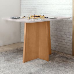 Mesa de Jantar 120x80cm Tampo MDF/Vidro Celebrare  - 2