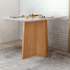 Mesa de Jantar 120x80cm Tampo MDF/Vidro Celebrare 