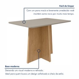 Mesa de Jantar 120x80cm Tampo MDF/Vidro Celebrare  - 6