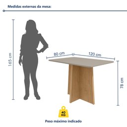 Mesa de Jantar 120x80cm Tampo MDF/Vidro Celebrare  - 8