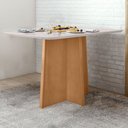 Ver imagem 1 de Mesa de Jantar 4 Lugares Tampo Vidro e MDF Celebrare Marrom Amêndoa Clean/Off White