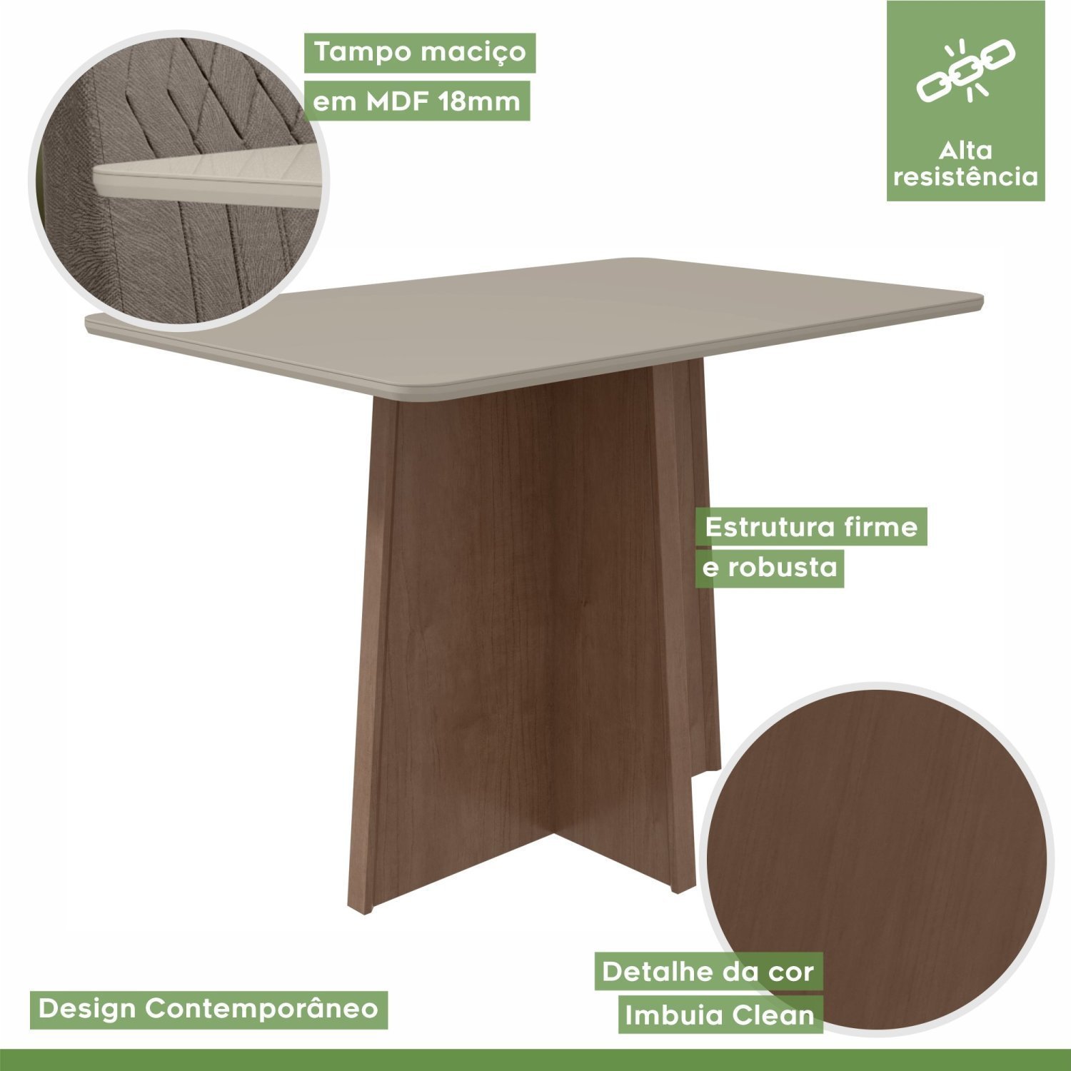 Mesa de Jantar 120x80cm Tampo MDF/Vidro Celebrare Móveis Lopas - 2