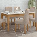 Ver imagem 5 de Mesa de Jantar 180x90cm Tampo MDF/Vidro Aries Móveis Lopas