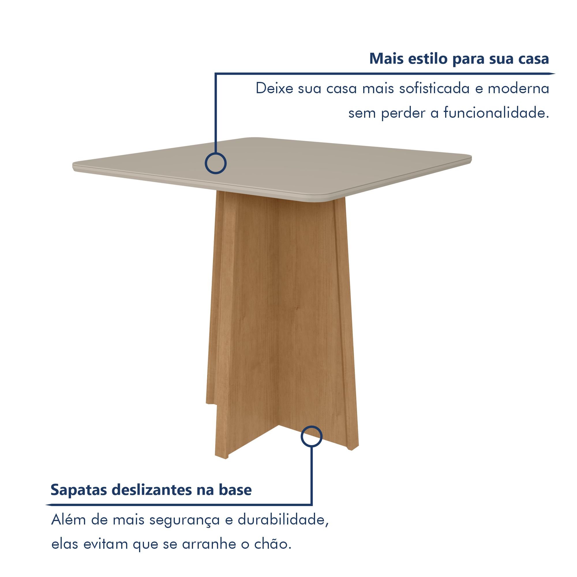 Mesa de Jantar 90x90cm Tampo MDF/Vidro Celebrare - 6