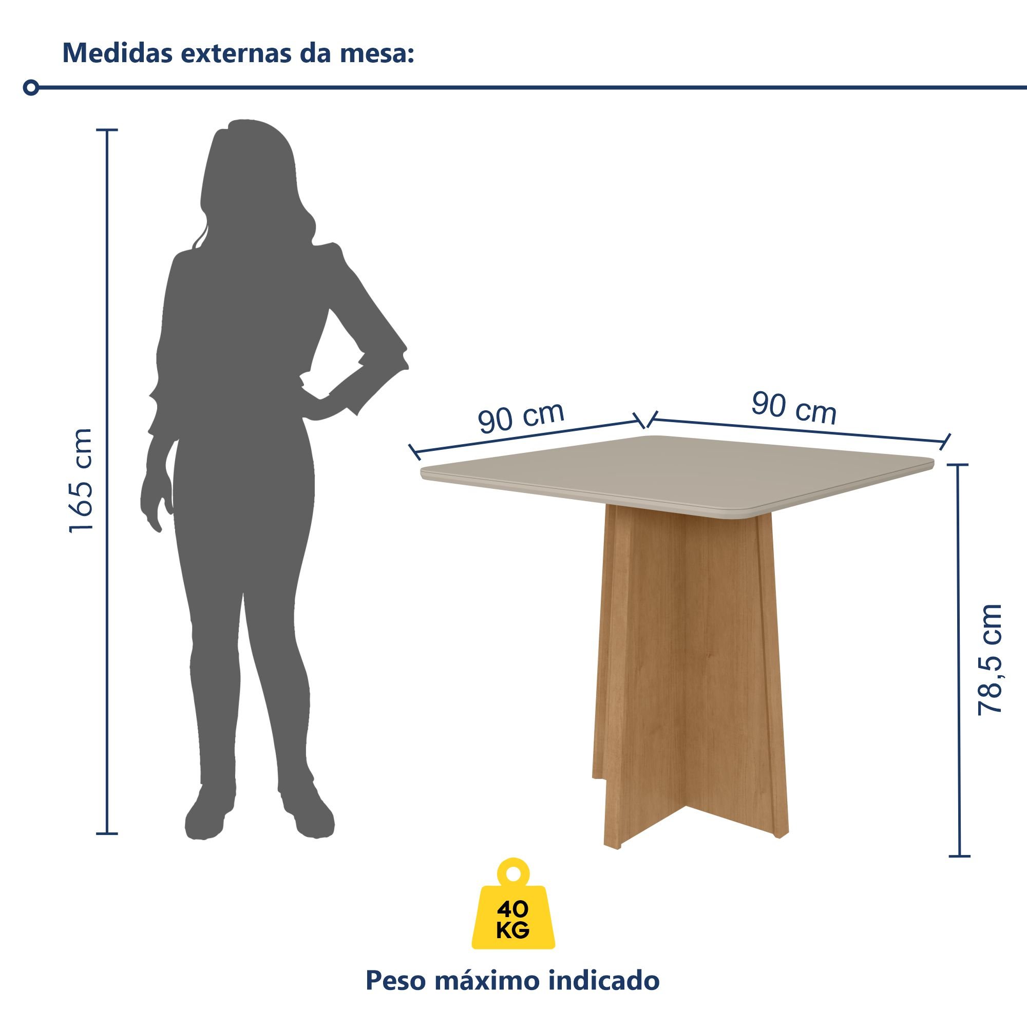 Mesa de Jantar 90x90cm Tampo MDF/Vidro Celebrare - 7