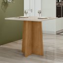 Ver imagem 1 de Mesa de Jantar 4 Lugares Tampo de Vidro e MDF 90x90cm Celebrare Marrom Amêndoa Clean/Off White