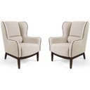 Ver imagem 1 de Kit 02 Poltronas Milena Base Madeira Algodão Capuccino/corano Creme - Nexta Casa