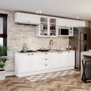 Ver imagem 1 de Cozinha Compacta Modulada 8 Peças com Balcão e Tampo para Cooktop Emily Espresso Móveis Branco/HP/Calcare