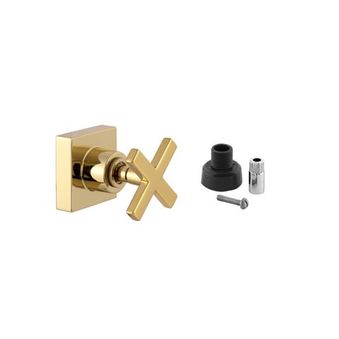 Acabamento para Registro Quadrado Cruzeta Dourado Brilhante Chuveiro Banheiro Padrão Docol