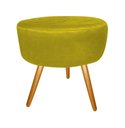 Ver imagem 5 de Kit Namoradeira + 1 Poltrona Decorativa Nina Capitonê + Puff Redondo Couro Amarelo Pés Madeira Ms De