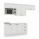 Ver imagem 2 de Cozinha Completa Modulada 6 Peças 100% MDF 7 Portas e Nicho para Microondas Branco/Calcare Emily