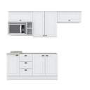 Ver imagem 2 de Cozinha Completa Modulada 5 Peças 100% MDF 7 Portas e Nicho para Microondas Branco/Calcare Emily